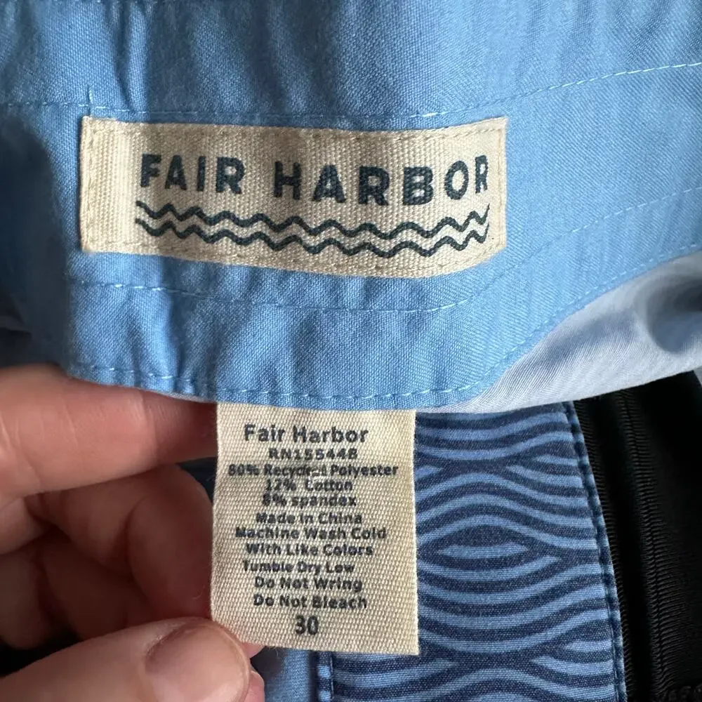Fair Harbor Blue Waves Nautilus Boardshorts 30